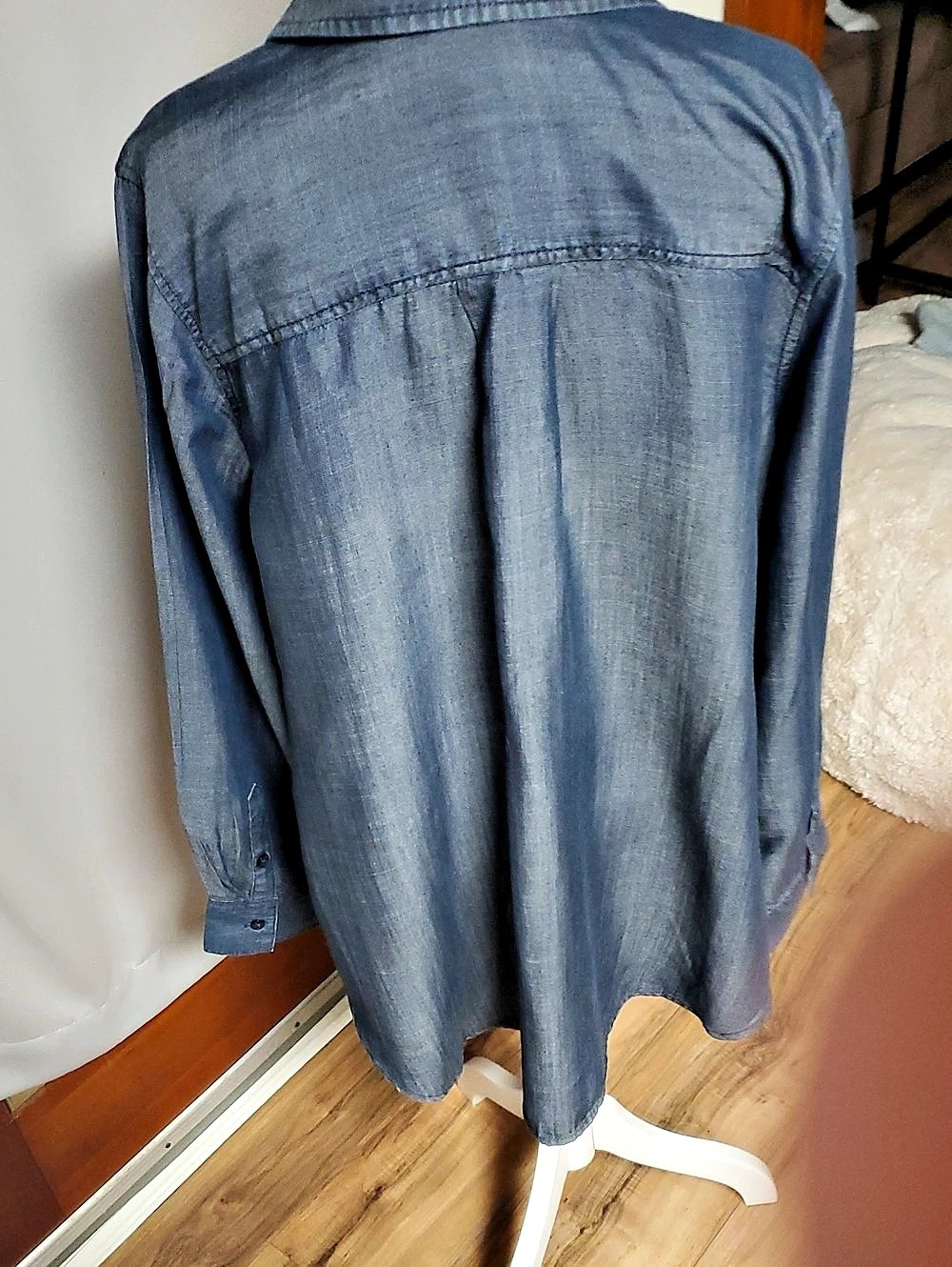 Liz Claiborne Denim Tunic Shirt Button Down Blue Size 0X NWT - Picture 7 of 12